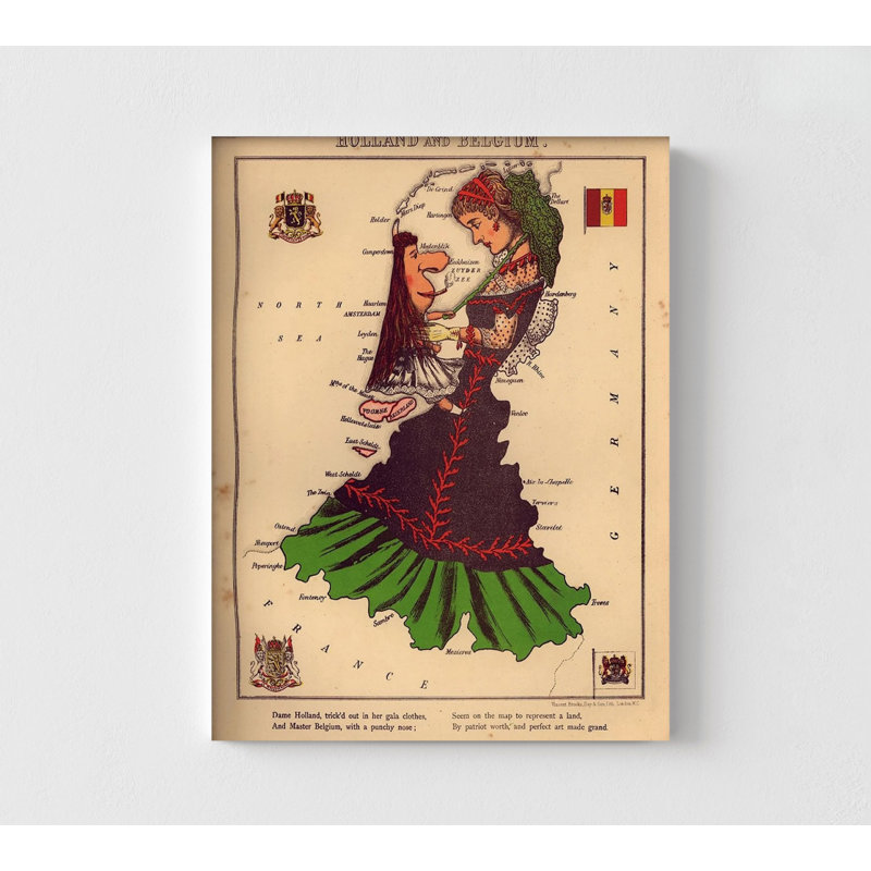 Carte anthropomorphique des Pays-Bas et de la Belgique, affiche de carte de dessin, impression de géographie amusante, décoration murale de géographie rustique, affiche de la Belgique