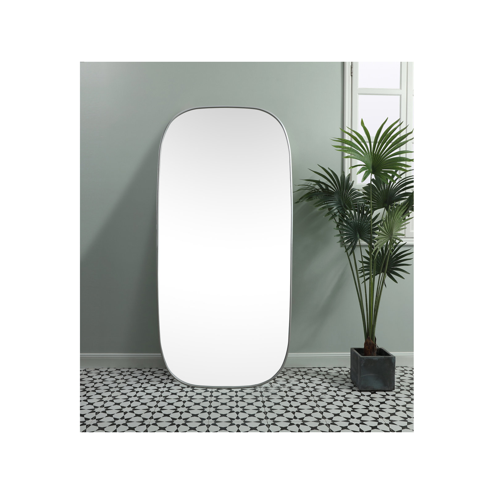 Bertin Metal Oval Wall Mirror, 60"  x 24" , Silver