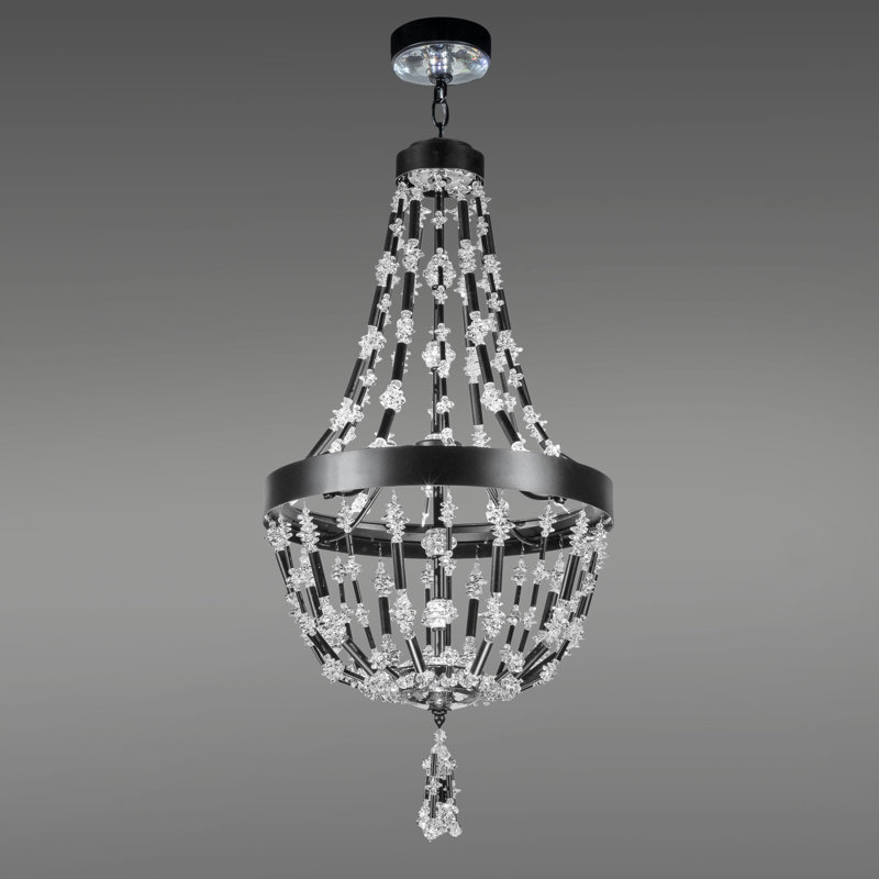 Bali 1 - Light LED Chandelier, 16"W x 28.5"H, Black