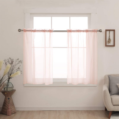 Rod Pocket Sheer Voile Curtain (Set Of 2)