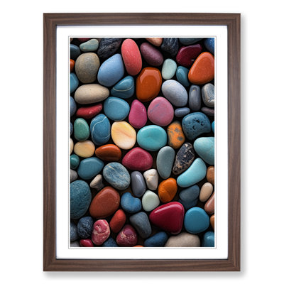 Pebbles Colour Field No.2 - Single Picture Frame Print on Wood