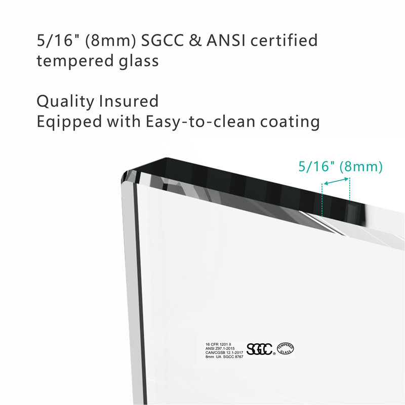 56-60"W X 76"H Sliding Shower Door, Frameless Glass Shower Door With Hardware, Towel Bar And Handle, Matte Black