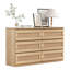 Commode 6 tiroirs en rotin pour chambre à coucher, meuble télé double avec commode en bois-1542048317