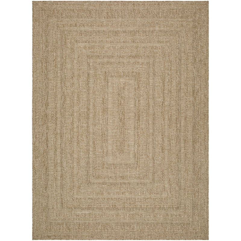 Tapis intérieur / extérieur brun en polypropylène tissé à la machine Rectangle Corderra, Rectangle 7 pi 10 po x 10 pi
