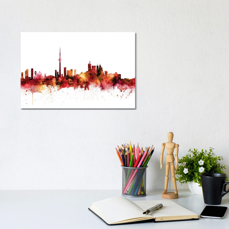 Toronto, Canada Skyline by Michael Tompsett - 1 Piece Wrapped Canvas Wall Art, 20.32 cm H x 30.48 cm W