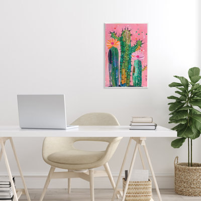Creative Cactus over Pink Wall Plaque, design by LSR Design Studio
