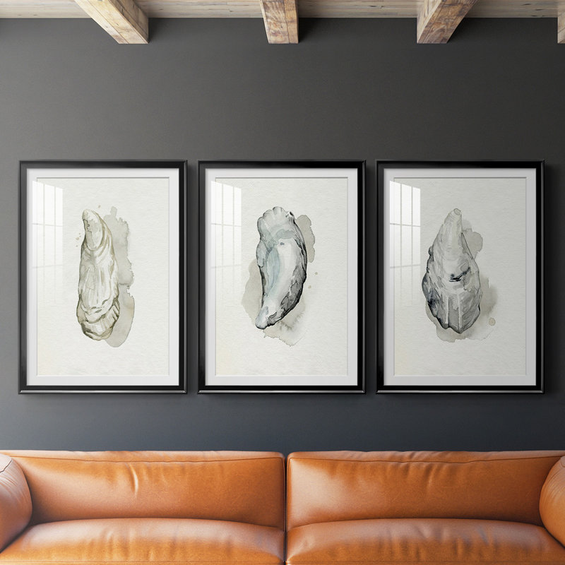 «Oysters On The Bay I», reproduction encadrée de qualité supérieure - prête à être accrochée, H 42,5 po x l 61 po, Cadre noir