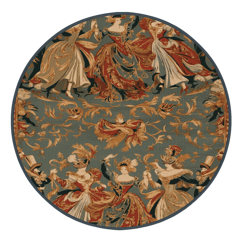 Tapis brun français lavable à la machine, Rond 3 pi