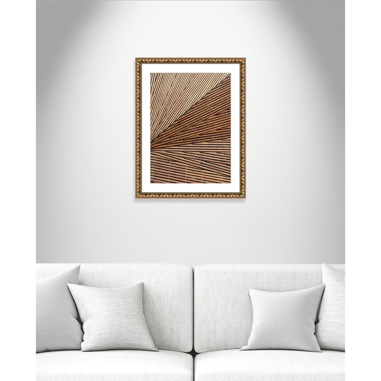 Fayette "Geometric Wood Panel 1" Print, 24" H x 18" W x 1.13" D, Gold Bead