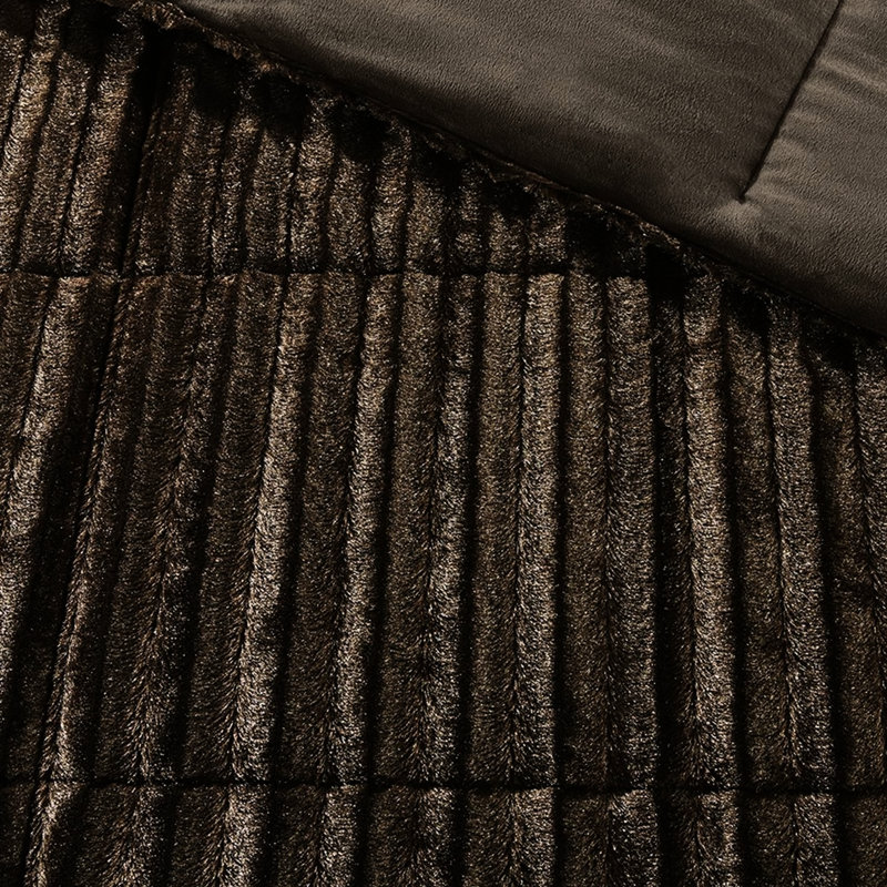 Faux Fur Comforter King/ King - , Milk Chocolate Quilt , Sweet