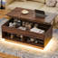 Table basse à plateau relevable Chappa avec bande lumineuse à DEL RVB, compartiment caché et tablette ouverte-1128652827