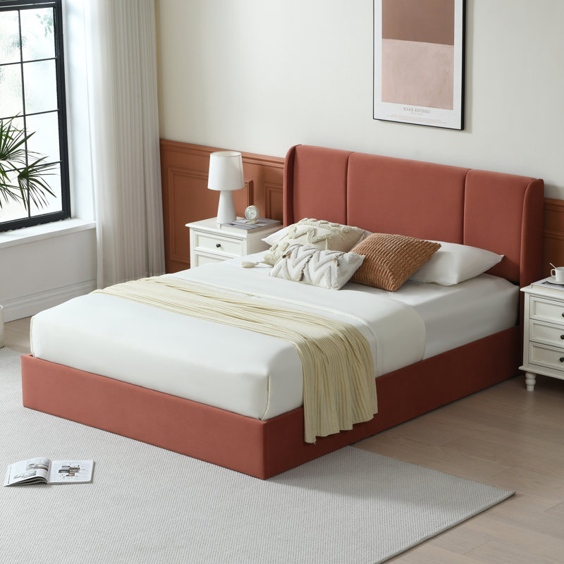 Lit plateforme tapissier Coletti, Grand lit, Terra Cotta