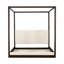 Très grand lit plateforme à baldaquin en bois avec tête de lit tapissier, structure espresso, mobilier de chambre en tissu blanc-129415393