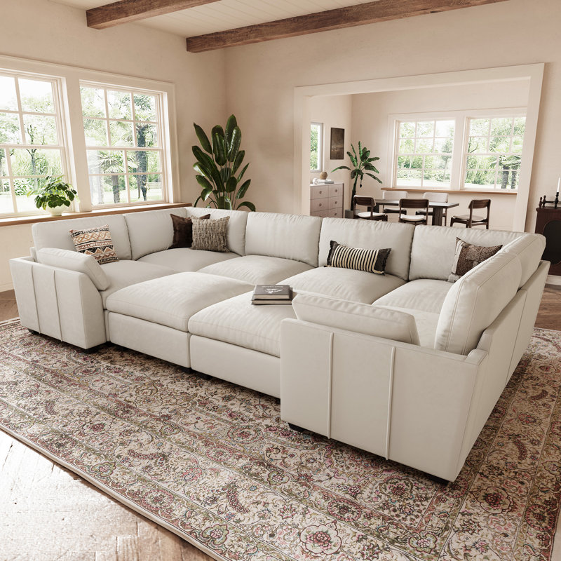 Canapé-lit modulaire en velours et peluche Knaack, Velours beige