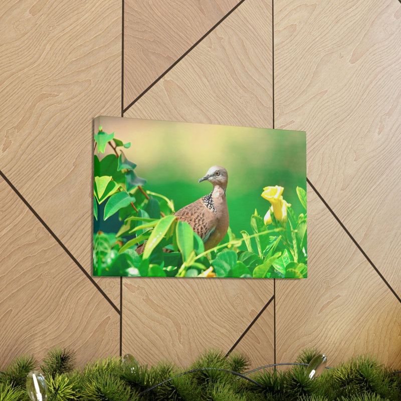 Art mural zèbre colombe sur une plante avec une fleur, H 18 po x l 24 po