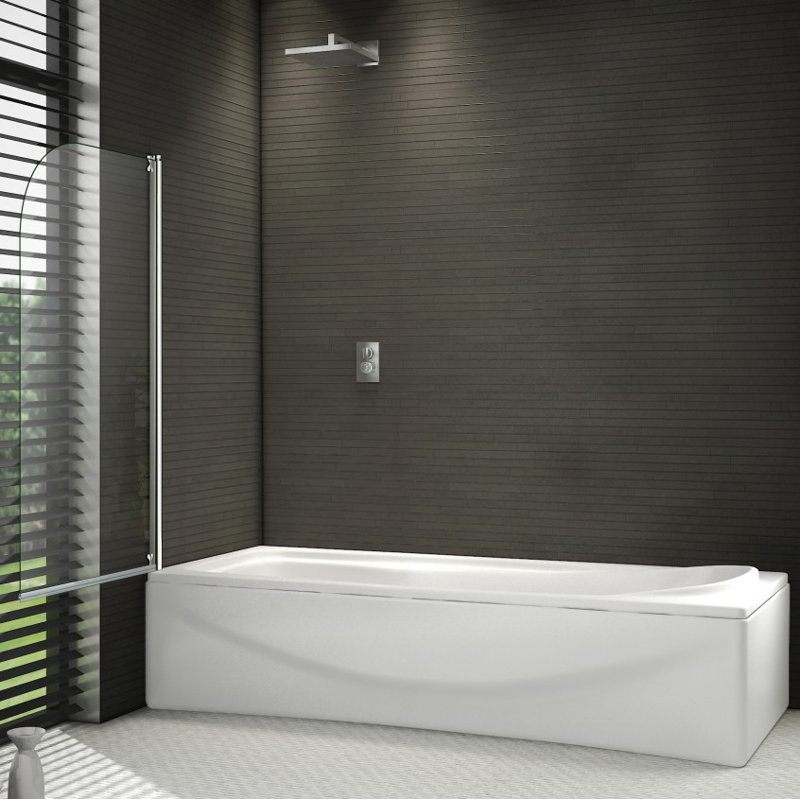 180 Pivot 800X1400mm Shower Bath Screen Panel,  800cm W, Chrome