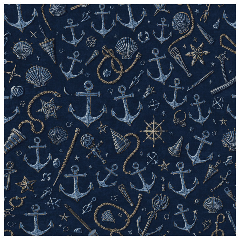 Couvertures à motif ancre nautique, L 50 po x H 60 po