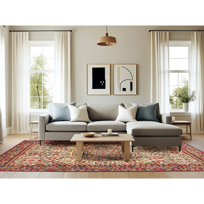 Tapis de style oriental rouge, Rectangle 6 pi x 9 pi