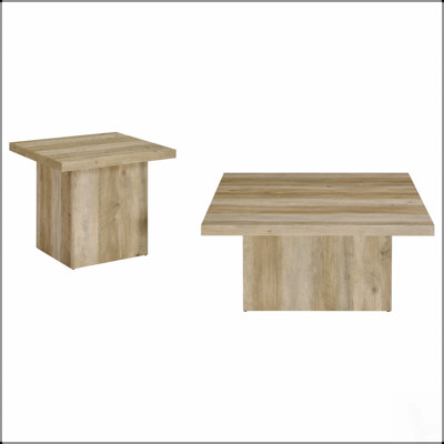 Ensemble de 2 tables basses en pin vieilli au charme rustique et au design polyvalent pour les intérieurs modernes