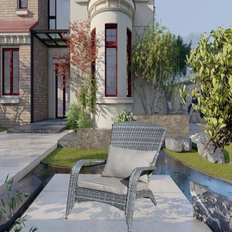 Chaise de patio avec coussins, Coussin gris / cadre gris