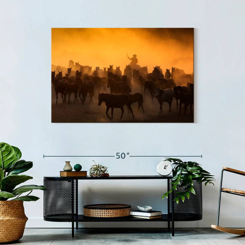 Lelar Herding Horses, 30" H x 45" W