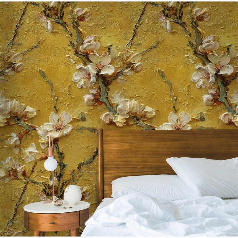 Adhésif décoratif floral doré doré