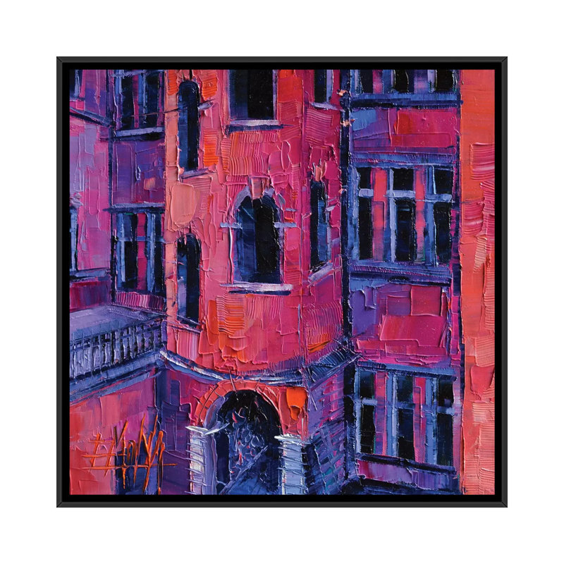 « la tour rose lyon », reproduction sur toile, H 26 po x l 26 po x P 1,5 po, Toile avec cadre noir, Pas de tapis
