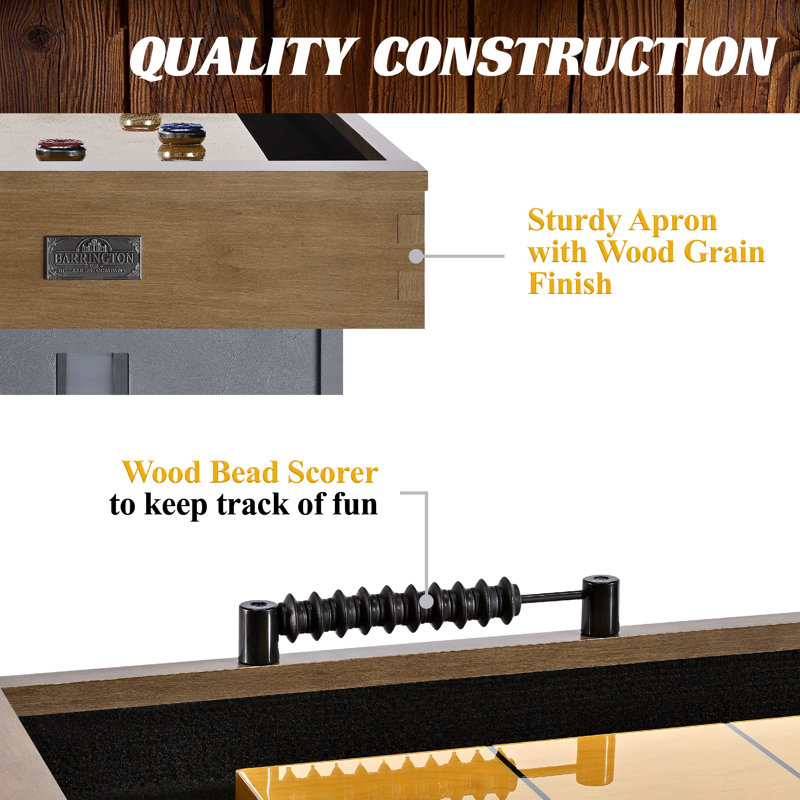 Barrington Urban Shuffleboard Table With Scratch-Resistant Playfield and 8 Puck Set, 9'