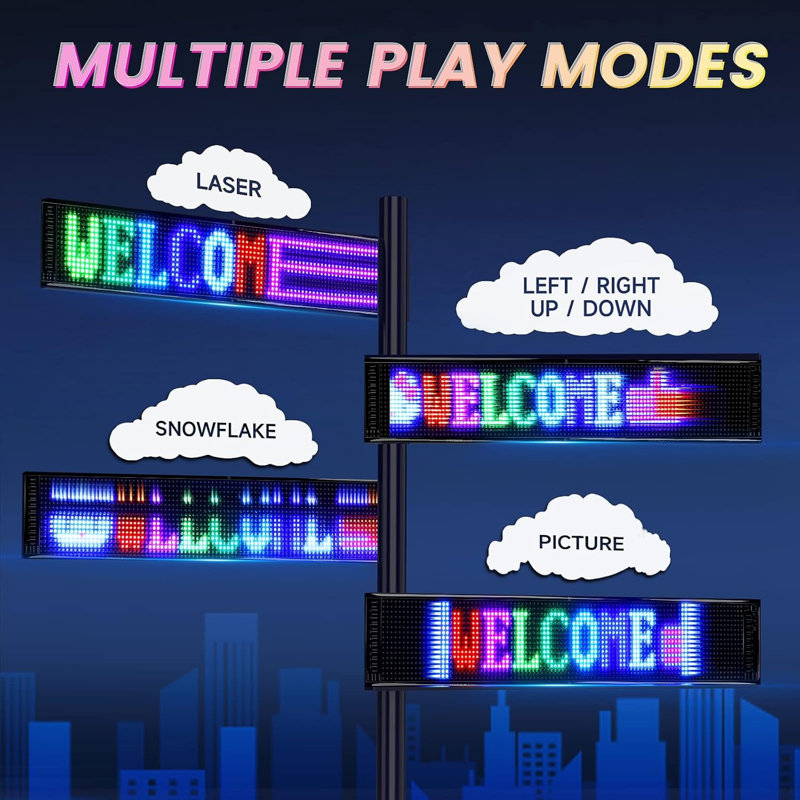 Scrolling Huge Bright Advertising LED Signs, Flexible USB 5V LED Store Sign Bluetooth App Control Custom Text Pattern Animation Programmable Display For Store Car Bar Hotel (27"X5")
