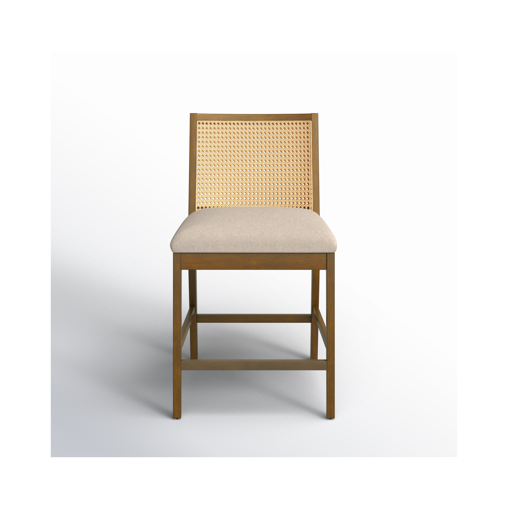 Sergi Cane Stool, Counter Stool (27" Seat Height), Brown/Natural/Taupe