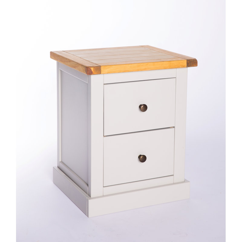 Enders 45 cm W Bedside Table, Grey/White, Brass