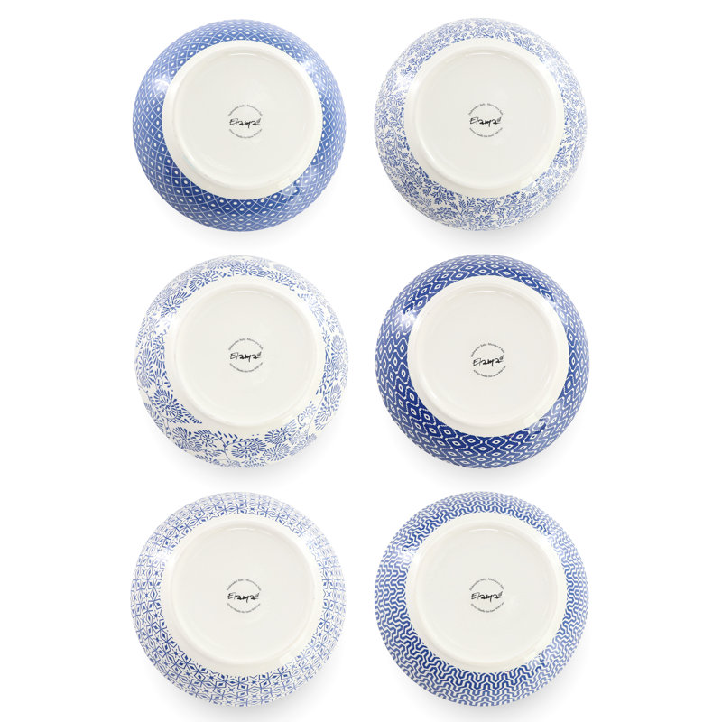  Reflections 6 Piece Assorted Stoneware Bowl Set in Blue