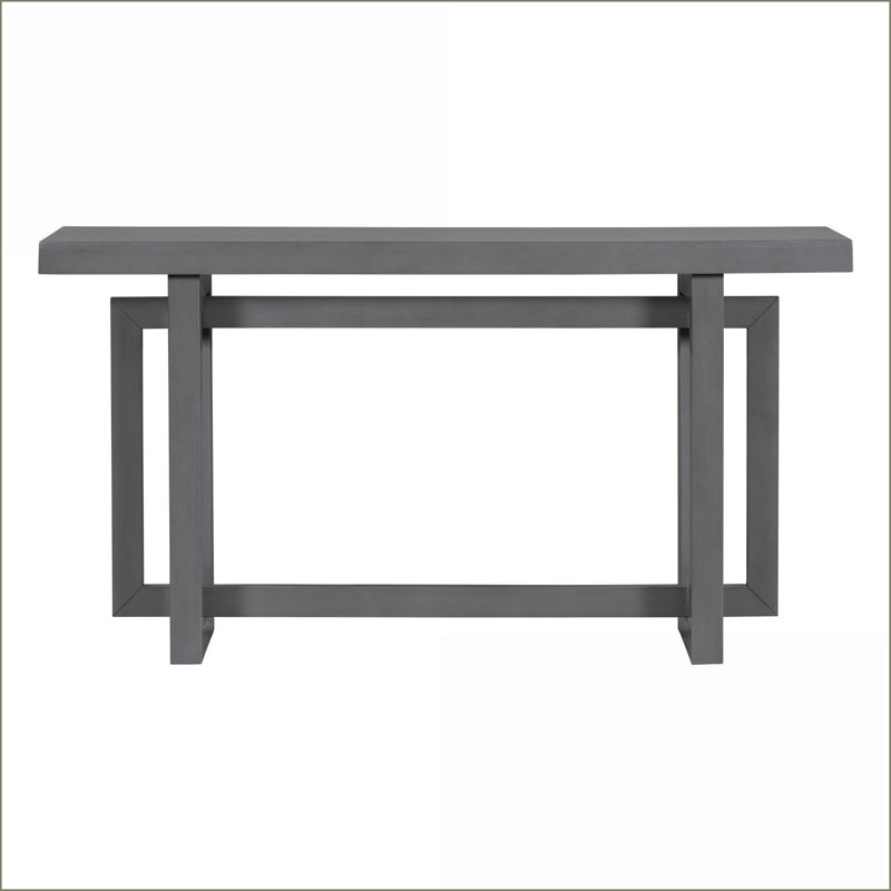 Table basse 59,1 "en placage de pin avec pieds en pin massif - Table de canapé moderne pour le salon et le couloir, Gris