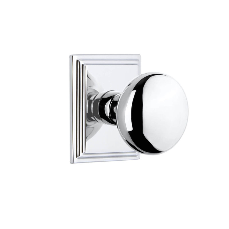 Rosette Grandeur Carré avec bouton Fifth Avenue, Chrome brillant, 2.375"