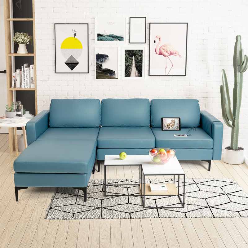 Canapé modulaire Reep, Similicuir bleu