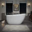 Baignoire autoportante en acrylique 152,4 cm x 75 cm, baignoire profonde avec bonde chromé à clapet et trop-plein intégré pour salle de bain spa, blanc brillant-131364196