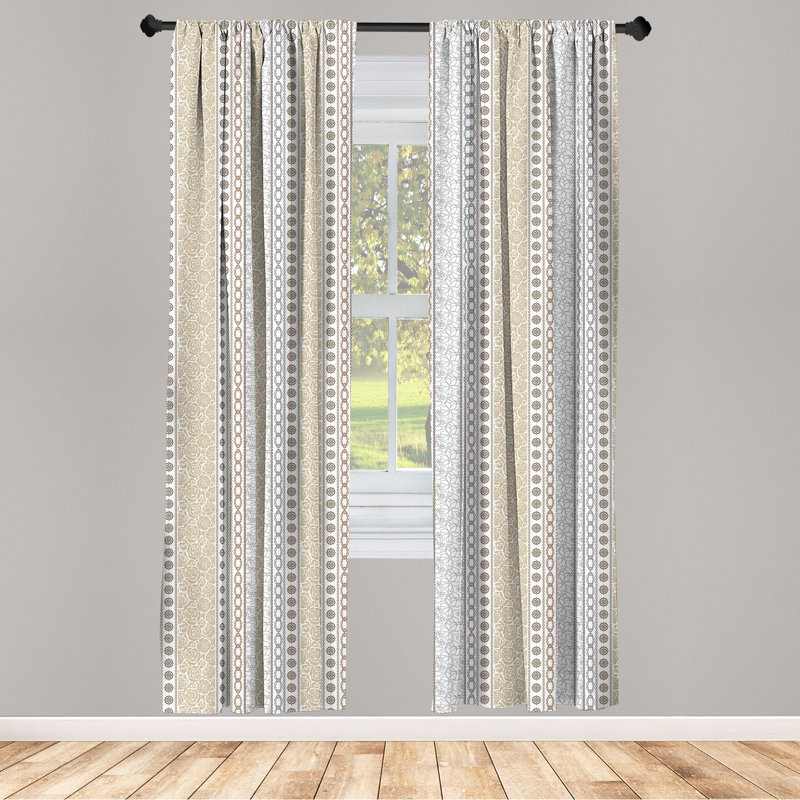 Microfiber Geometric Semi-Sheer Rod Pocket Panel Pair, 28" W x 95" L