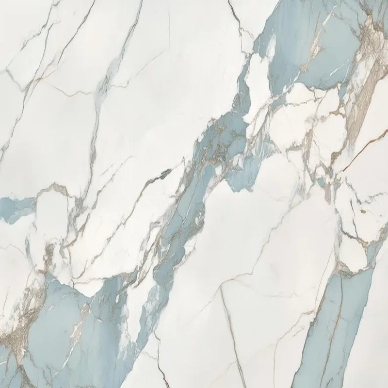 Murale en marbre bleu veiné de luxe, L 138 po x l 105,96 po