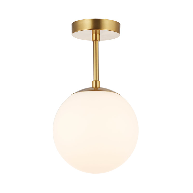 Bruning Traditional Glass Globe IP44 Bathroom Ceiling Light Fixture, Gold