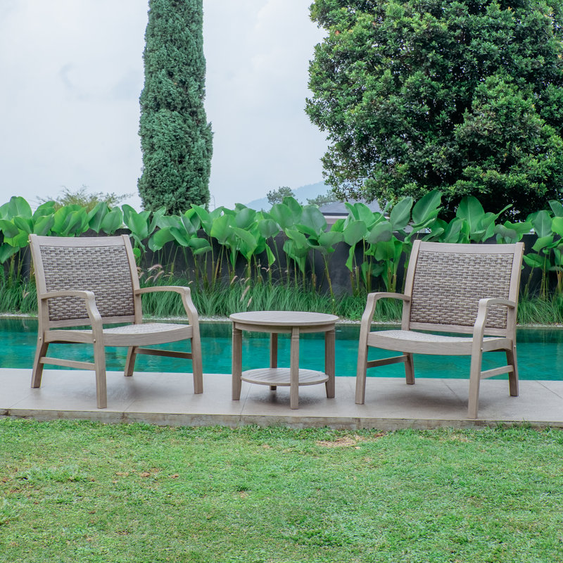 Ensemble de conversation d'extérieur en teck pour 2 personnes Purdue, 3 pièces: 2 chaises, table