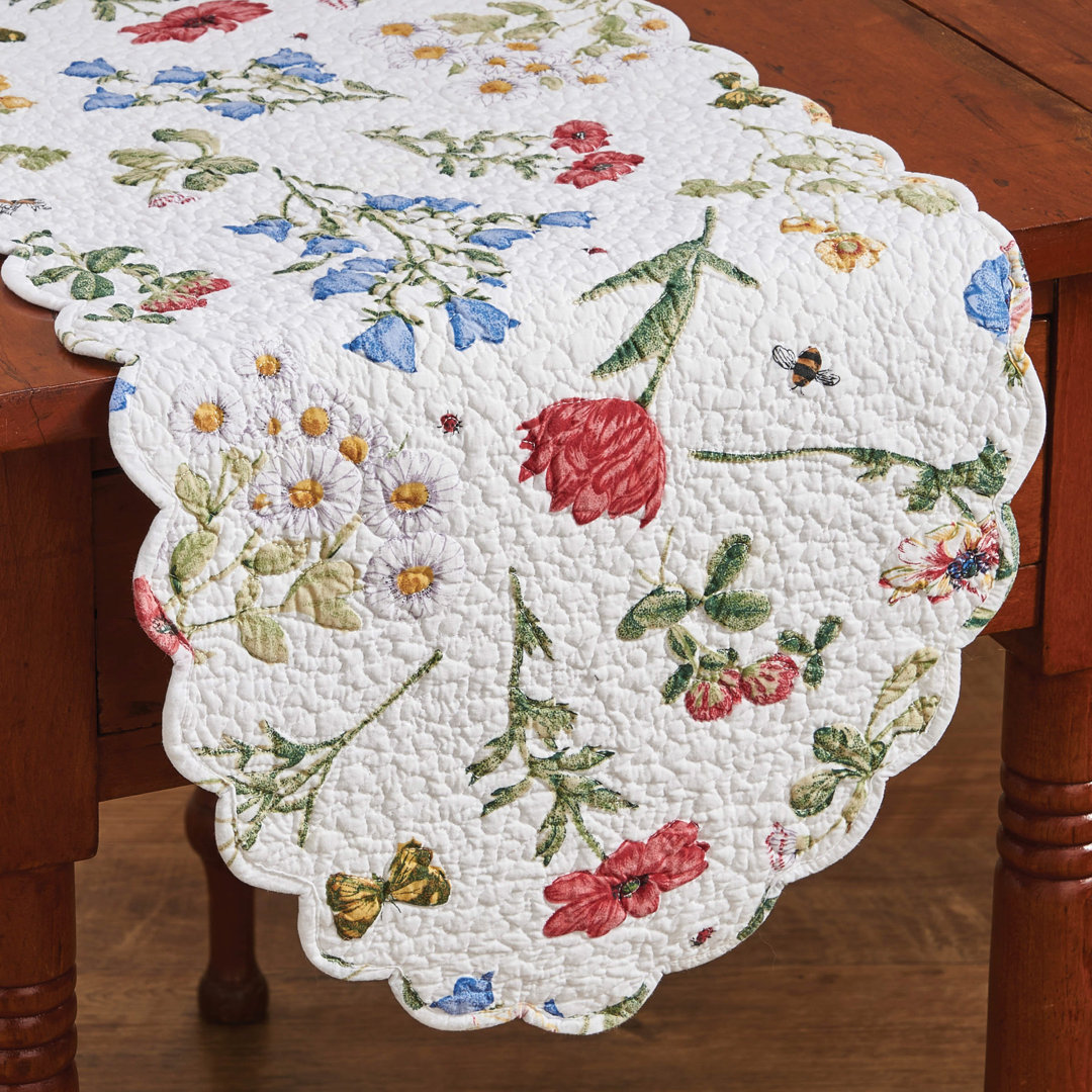 Red Barrel Studio® Wildflower Scalloped Table Runner - 54"L Red Barrel Studio® 
