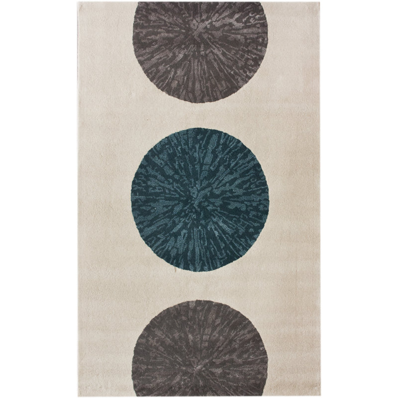 Tapis contemporain ivoire Anterrius Trio, Rectangle 7 pi 7,2 po x 9 pi 6 po