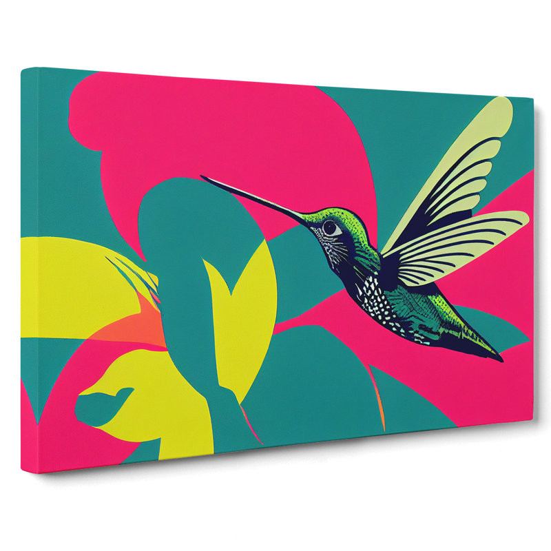 Unforgettable Modern Hummingbird Abstract - Wrapped Canvas Painting, 35cm H x 50cm W x 3cm D