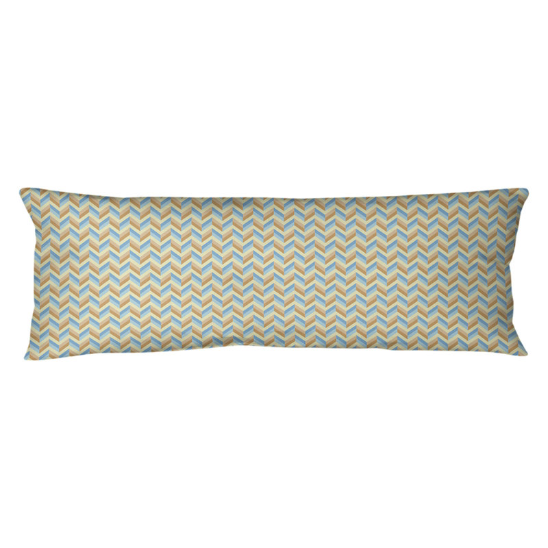 Coussin lombaire à chevrons Katelyn Elizabeth, Bourre en polyester, Vert / Orange, Molleton moelleux