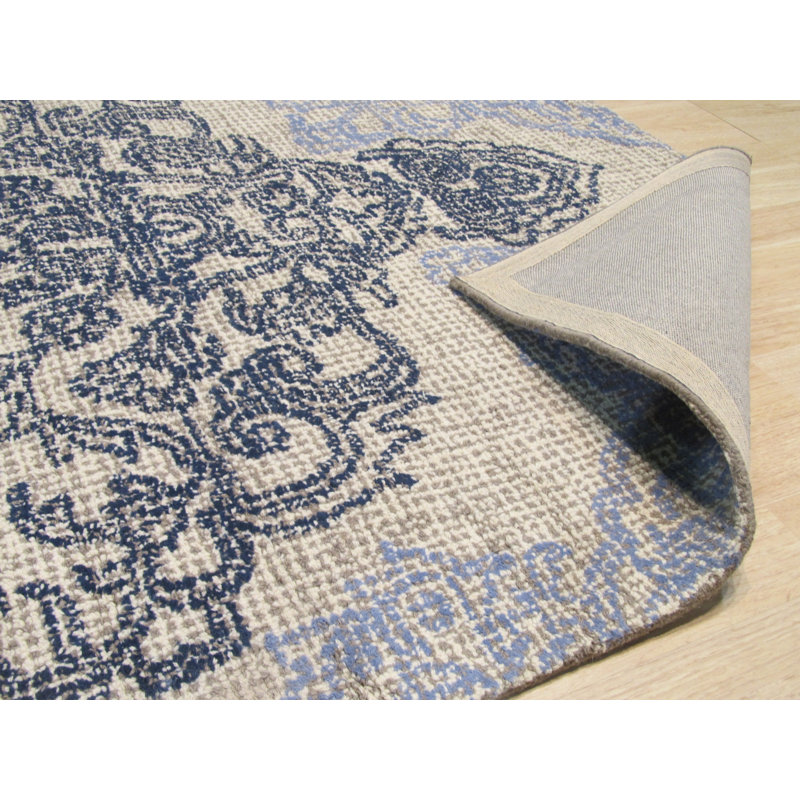 Hand Tufted Wool Floral Area Rug, 5' x 8'