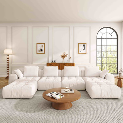 155" Cloud Couch,Oversized Modular Comfy Sofa for Living Room, U Shaped Sectional Couches,Deep 4-Seat with two-Ottoman