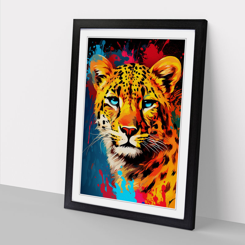 Cheetah Abstract - Single Picture Frame Print on Wood, 34cm H x 25cm W x 2cm D, Black Framed