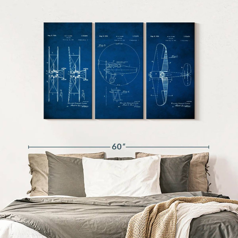 Avion, impression sur toile, H 50 po x l 32 po x P 1,25 po
