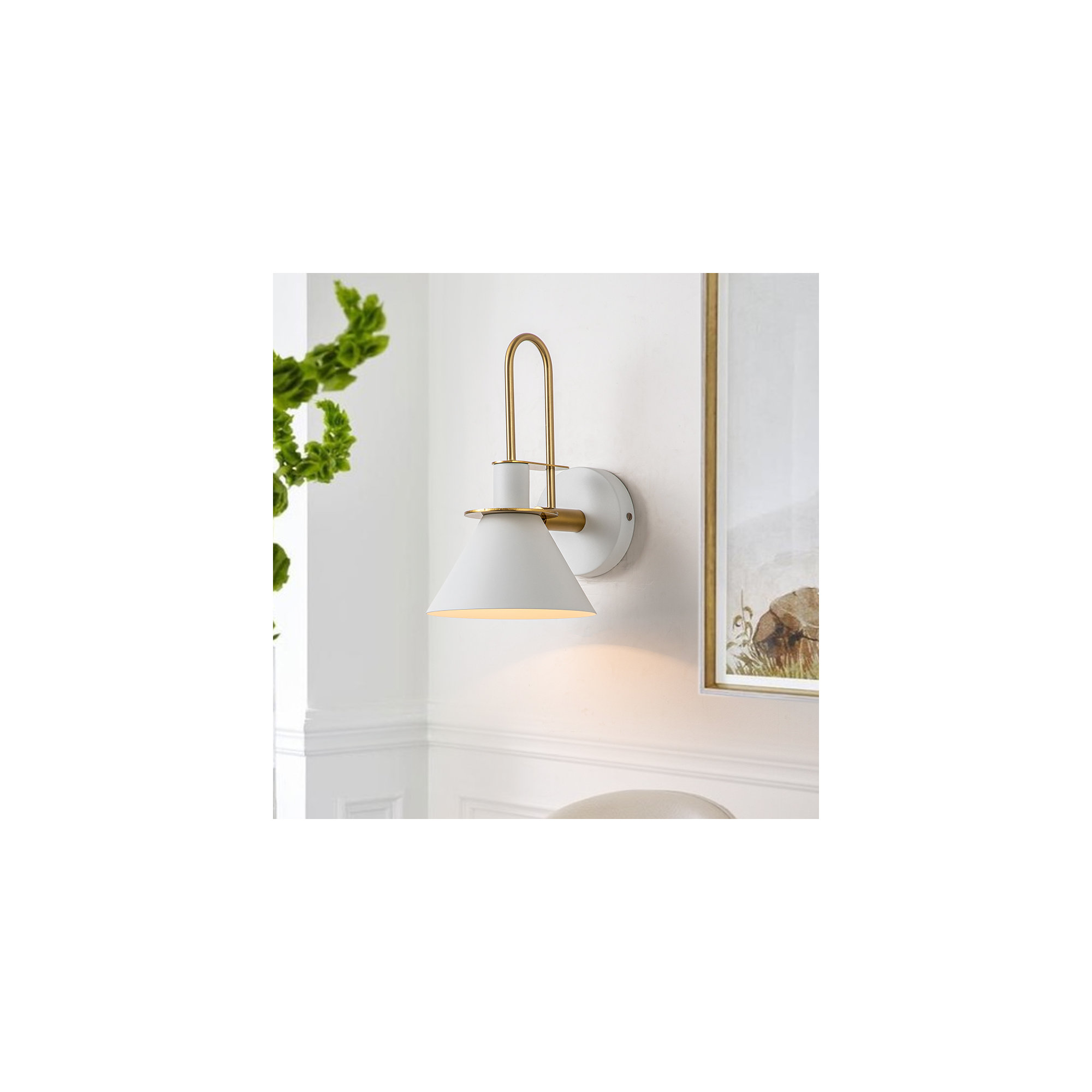Jacoline 1 - Light Cone Armed Sconce, White