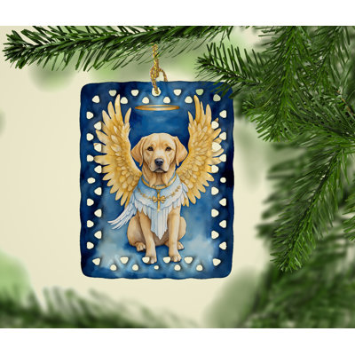 Ornement en porcelaine jaune Labrador Retriever My Angel